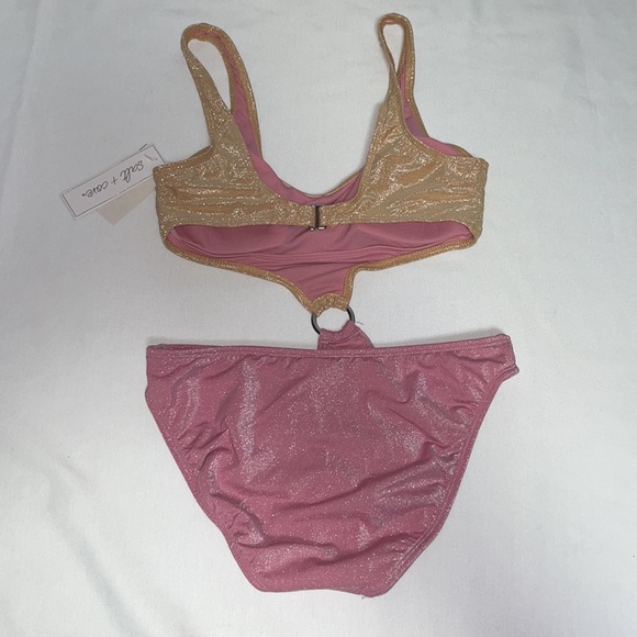 Salt + Cove Precious Metals Cut Out Monokini Swimsuit, Blush Pink Sz SMALL - Picture 9 of 12
